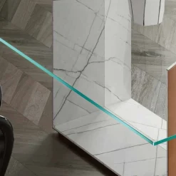 Viadurini Living Esstische Nach Mass|Esstische-Metall- und Marmortisch mit luxuriöser Glasplatte Made in Italy - Minera