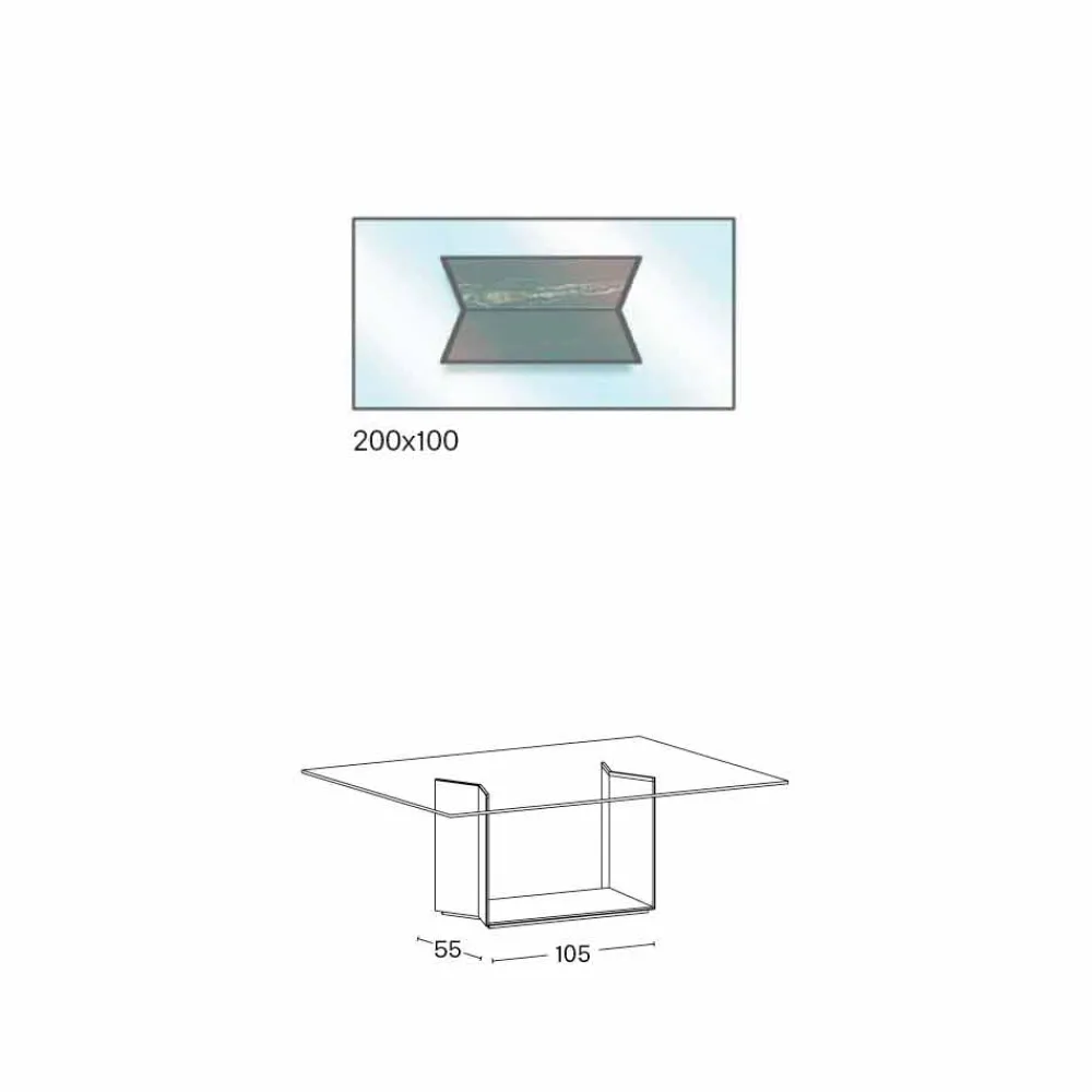 Viadurini Living Esstische Nach Mass|Esstische-Metall- und Marmortisch mit luxuriöser Glasplatte Made in Italy - Minera