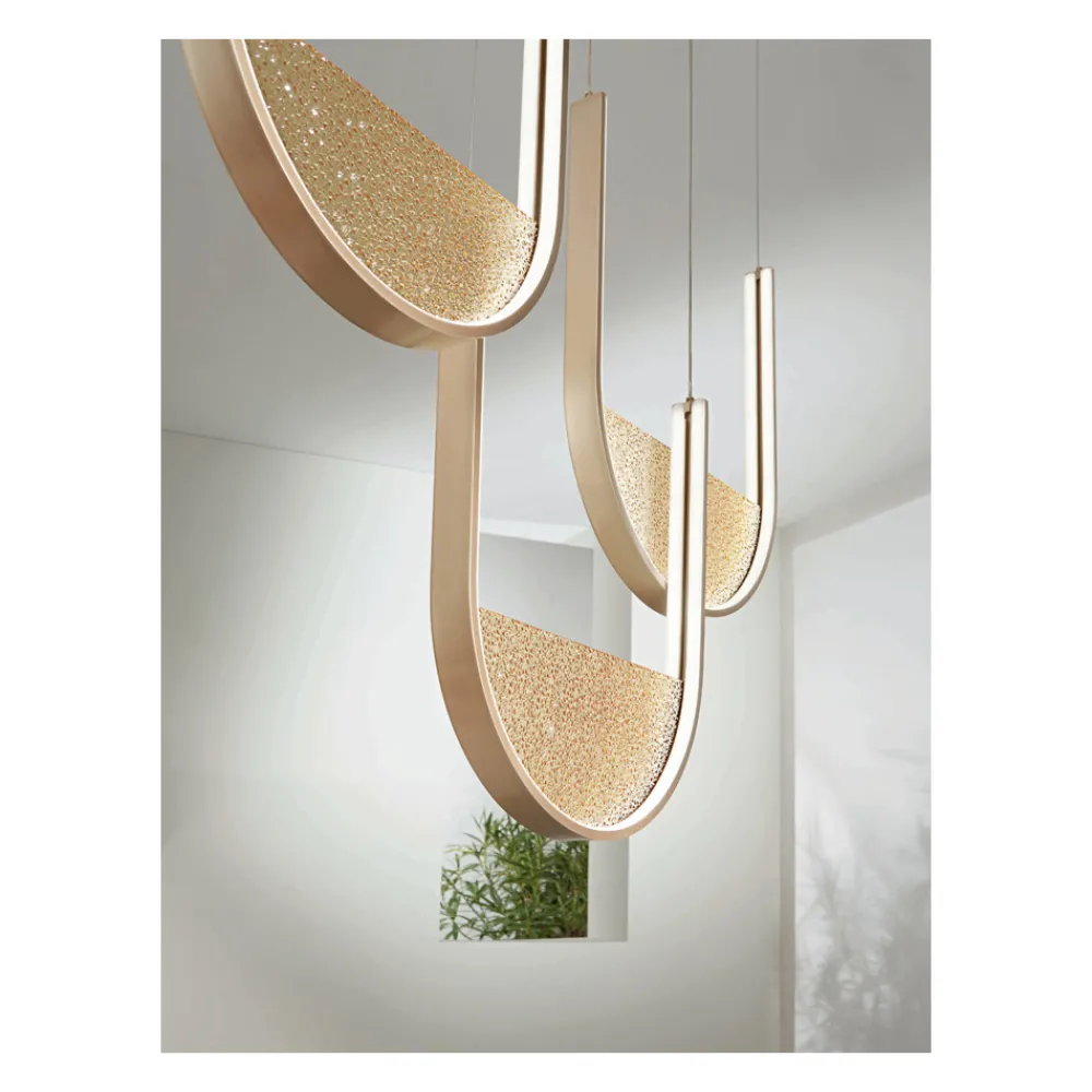 Viadurini Lighting Moderne Kronleuchter-Metall-Kronleuchter mit herausnehmbarem Einsatz aus Granulatglas – Catalpa