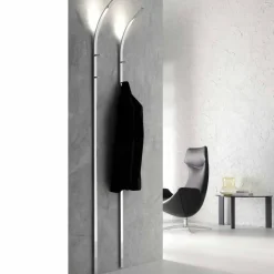 Viadurini Living Wandgarderobe-Metallwand Kleiderbügel mit 2 Haken und LED-Licht Made in Italy - Osmio