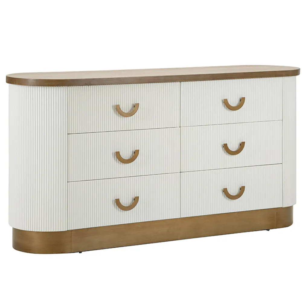 Viadurini Night Design Kommoden-Mit Relieflinien verzierte Holzkommode mit 6 Schubladen - Rachel