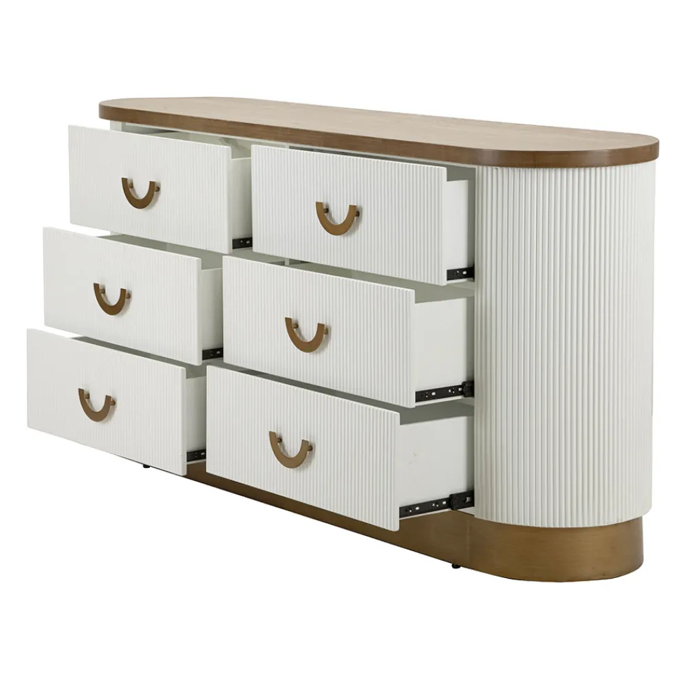 Viadurini Night Design Kommoden-Mit Relieflinien verzierte Holzkommode mit 6 Schubladen - Rachel