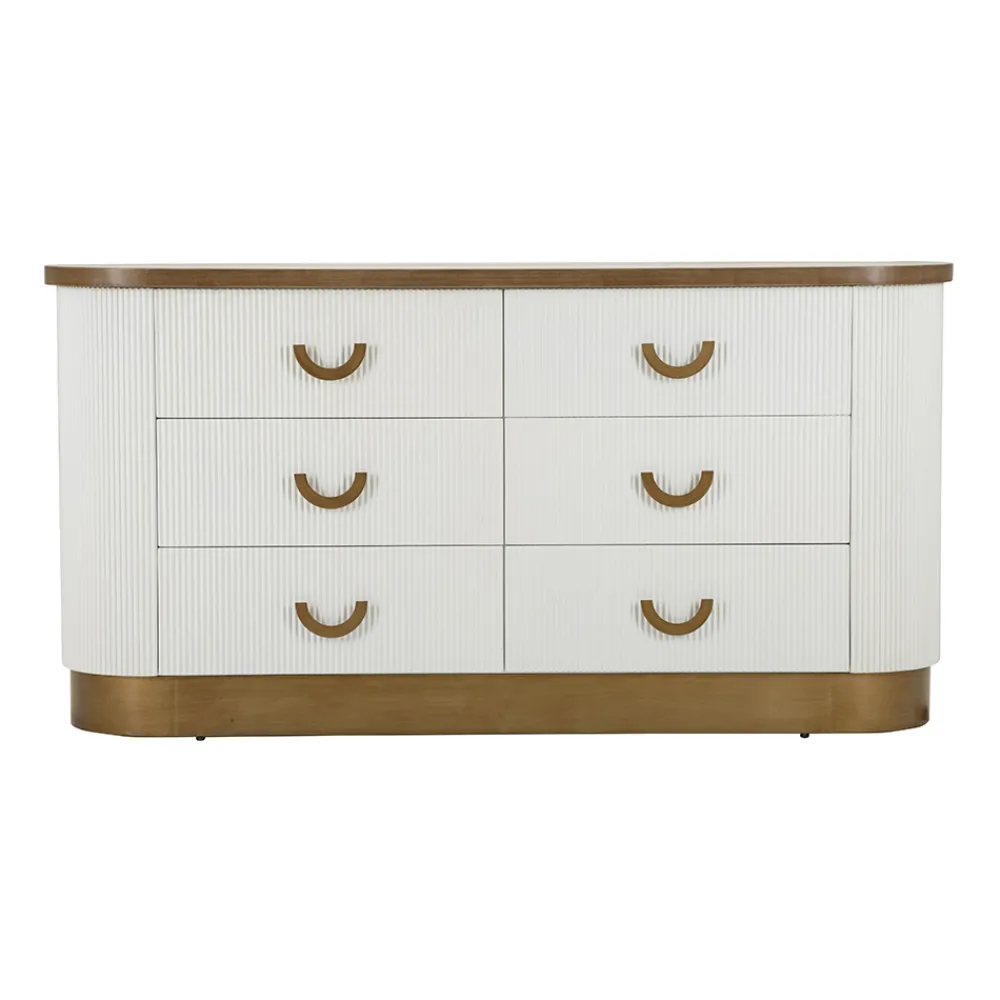 Viadurini Night Design Kommoden-Mit Relieflinien verzierte Holzkommode mit 6 Schubladen - Rachel