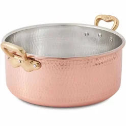 Viadurini Kitchen Kochgeschirr-Mittlerer Topf aus verzinntem Kupfer von Hand rund mit 2 Griffen 20 cm - Gianfranco