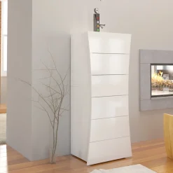 Viadurini Living Kommoden-Mobile Hochkommode Weiß 6 Schubladen aus nachhaltigem Holz - Sabine