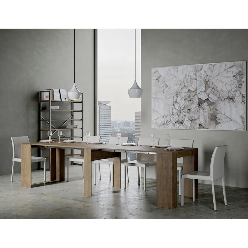 Viadurini Living Ausziehbarer Konsolentisch-Moderne ausziehbare Konsole 296 cm aus Melaminholz, hergestellt in Italien – Ariella