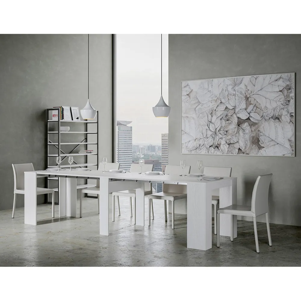 Viadurini Living Ausziehbarer Konsolentisch-Moderne ausziehbare Konsole 296 cm aus Melaminholz, hergestellt in Italien – Ariella