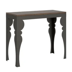 Viadurini Living Ausziehbarer Konsolentisch-Moderne ausziehbare Konsole aus anthrazitfarbenem Holz und Metall, hergestellt in Italien – Sassone