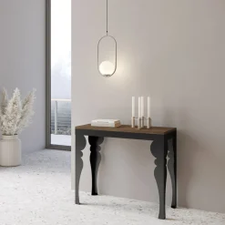 Viadurini Living Ausziehbarer Konsolentisch-Moderne ausziehbare Konsole aus anthrazitfarbenem Holz und Metall, hergestellt in Italien – Sassone