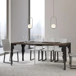 Viadurini Living Ausziehbarer Konsolentisch-Moderne ausziehbare Konsole aus anthrazitfarbenem Holz und Metall, hergestellt in Italien – Sassone