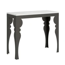 Viadurini Living Ausziehbarer Konsolentisch-Moderne ausziehbare Konsole aus anthrazitfarbenem Holz und Metall, hergestellt in Italien – Sassone