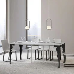 Viadurini Living Ausziehbarer Konsolentisch-Moderne ausziehbare Konsole aus anthrazitfarbenem Holz und Metall, hergestellt in Italien – Sassone