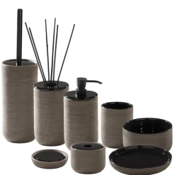 Viadurini Bathroom Badzubehör-Moderne Badezimmeraccessoires aus schwarz glasiertem Ton Made in Italy - Antonella