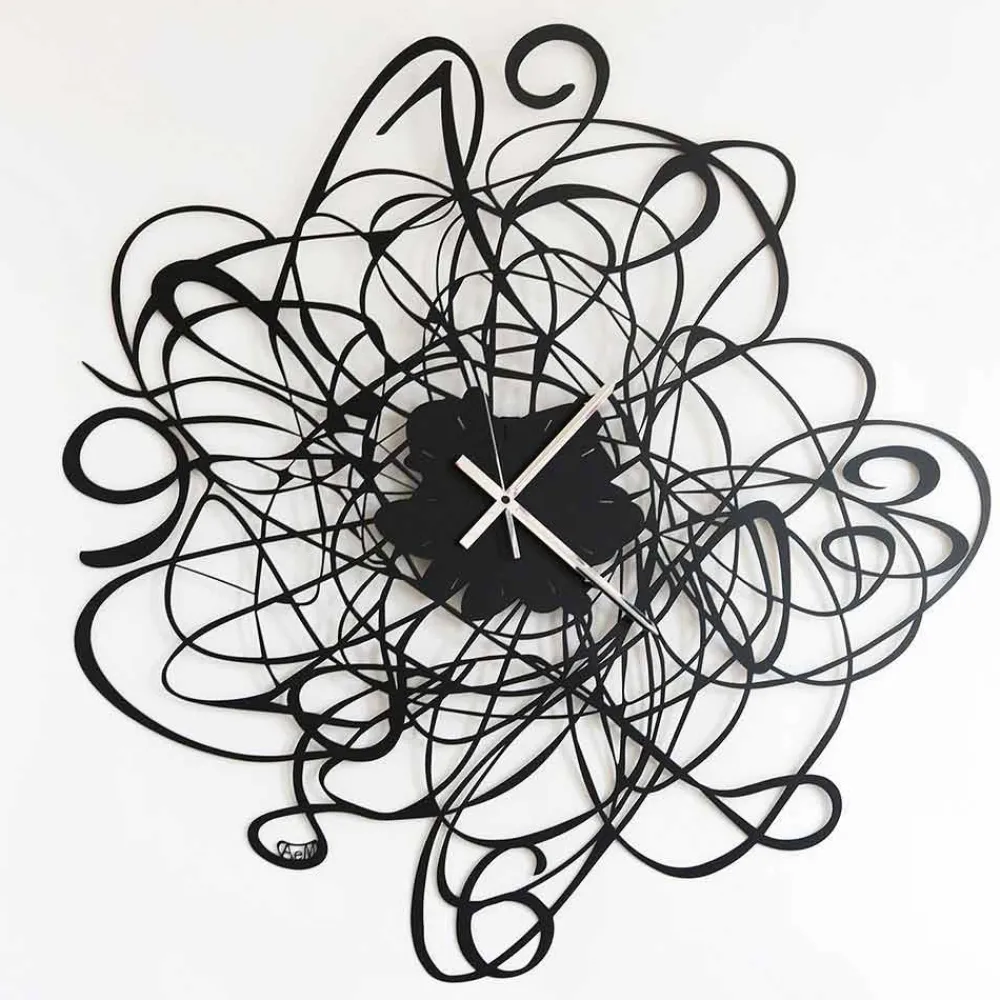 Viadurini Time Design Wanduhren-Moderne Design Wanduhr aus Eisen in schwarz oder weiß Made in Italy - Baldo