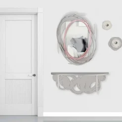 Viadurini Living Konsolentisch Flur-Moderne Designkonsole aus Sand und beige Holz für die Wandmontage - Orbit