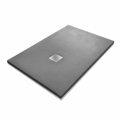 Viadurini Bathroom Rechteckige Duschwannen-Moderne Duschwanne 120x80 in Harz-Effekt Stein und Stahl - Domio