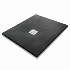 Viadurini Bathroom Rechteckige Duschwannen-Moderne Duschwanne 90x80 in Harz-Effekt Stein und Stahl - Domio