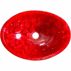 Viadurini Bathroom Harzwaschbecken-Moderne handgefertigte Waschtischplatte aus rotem Harz, Buscate