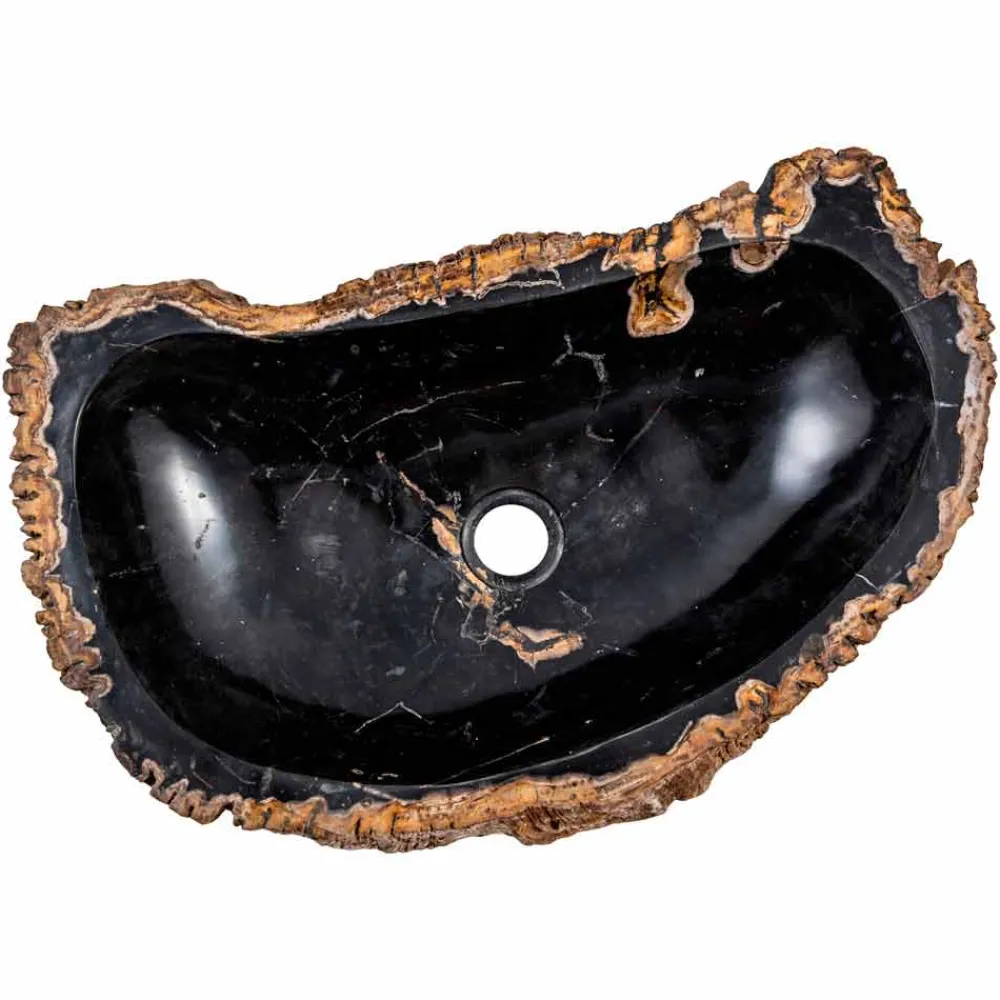 Viadurini Bathroom Holzwaschbecken-Moderne handgefertigte Waschtischplatte aus fossilem Holz, Negrar