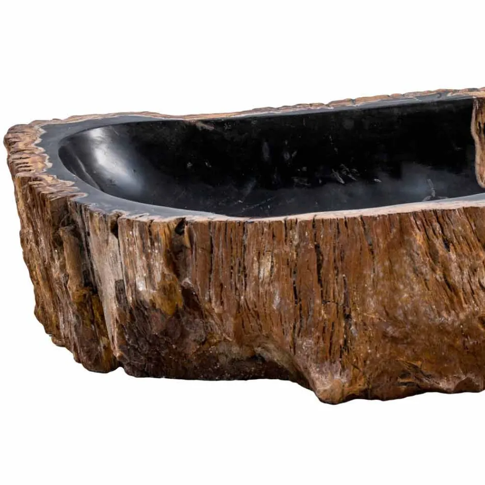 Viadurini Bathroom Holzwaschbecken-Moderne handgefertigte Waschtischplatte aus fossilem Holz, Negrar