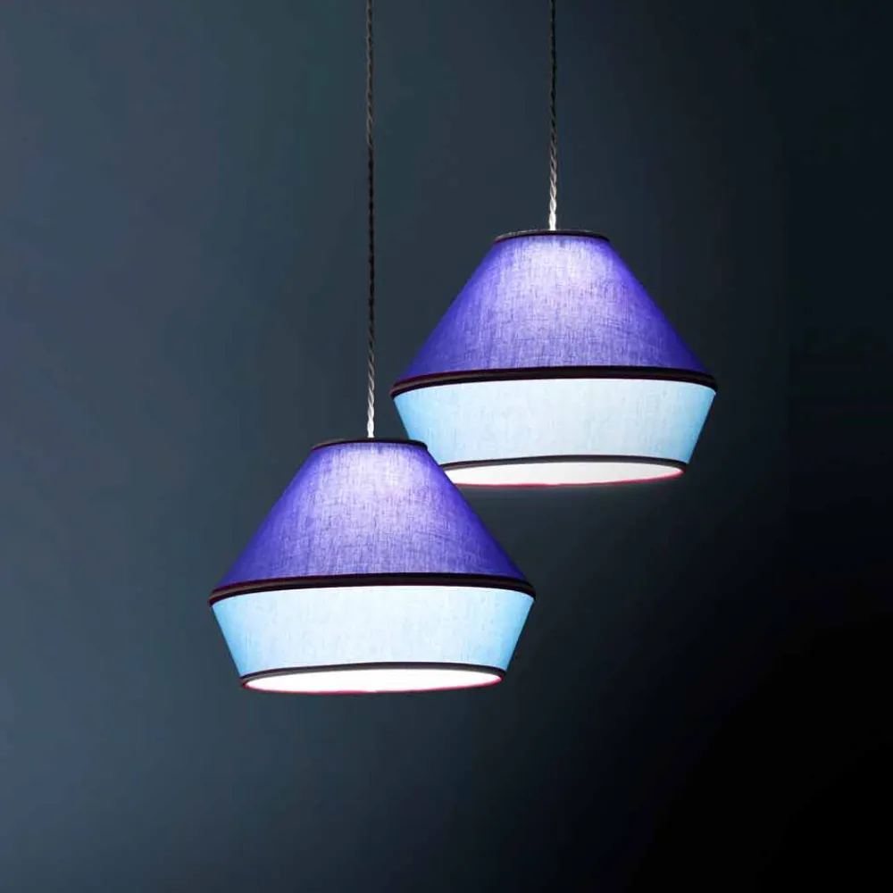 Viadurini Lighting Moderne Pendelleuchten-Moderne Hängelampe mit blauem Baumwolllampenschirm Made in Italy - Soja