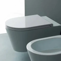 Viadurini Bathroom Wc-Moderne hängende Toilettenschüssel aus Keramik Sun Round 57x37 Italy