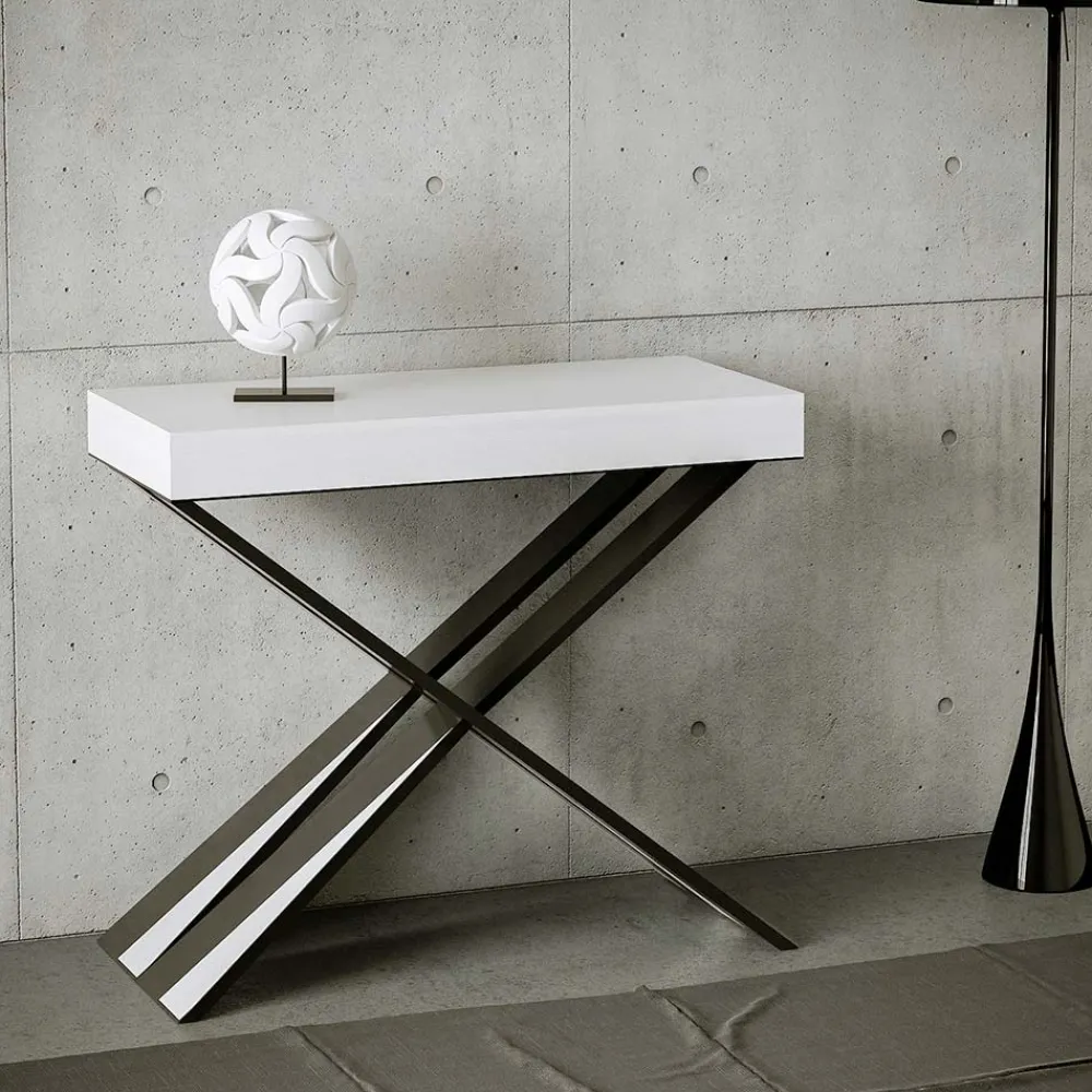 Viadurini Living Ausziehbarer Konsolentisch-Moderne Konsole, ausziehbar auf 300 cm, mit anthrazitfarbenem Rahmen, hergestellt in Italien – Avventura