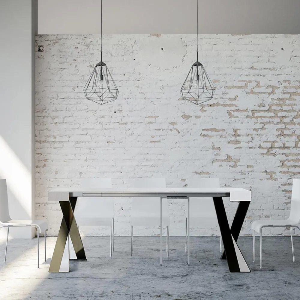 Viadurini Living Ausziehbarer Konsolentisch-Moderne Konsole, ausziehbar auf 300 cm, mit anthrazitfarbenem Rahmen, hergestellt in Italien – Avventura