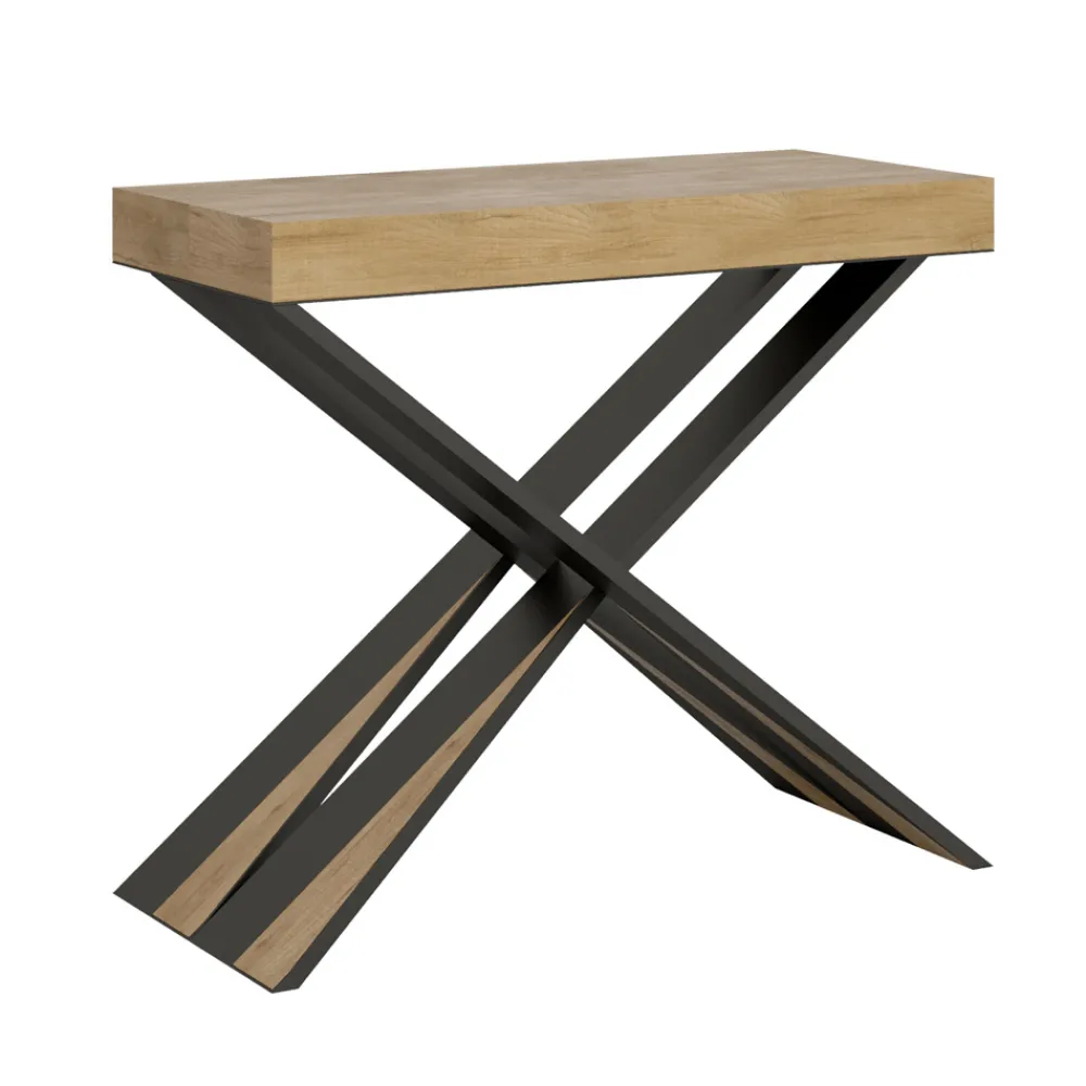 Viadurini Living Ausziehbarer Konsolentisch-Moderne Konsole, ausziehbar auf 300 cm, mit anthrazitfarbenem Rahmen, hergestellt in Italien – Avventura