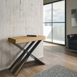 Viadurini Living Ausziehbarer Konsolentisch-Moderne Konsole, ausziehbar auf 300 cm, mit anthrazitfarbenem Rahmen, hergestellt in Italien – Avventura