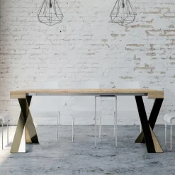 Viadurini Living Ausziehbarer Konsolentisch-Moderne Konsole, ausziehbar auf 300 cm, mit anthrazitfarbenem Rahmen, hergestellt in Italien – Avventura