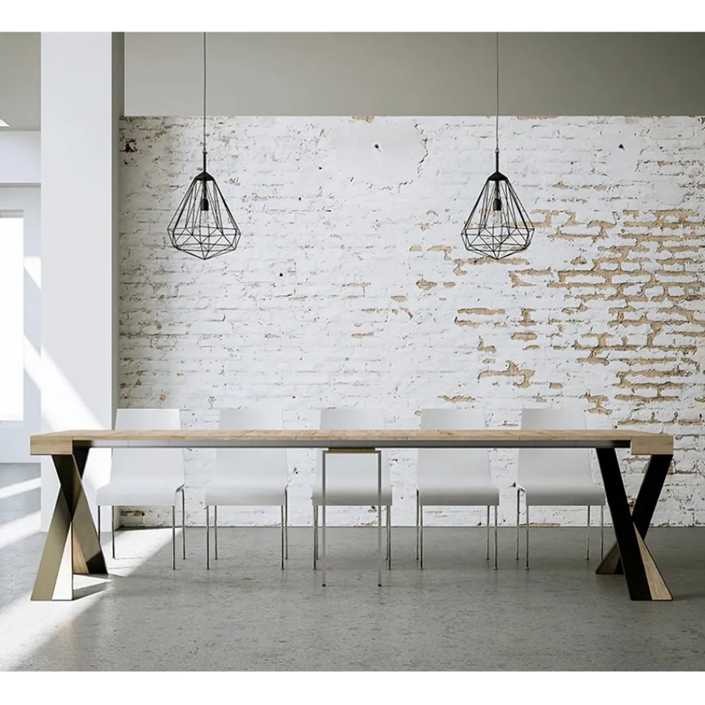 Viadurini Living Ausziehbarer Konsolentisch-Moderne Konsole, ausziehbar auf 300 cm, mit anthrazitfarbenem Rahmen, hergestellt in Italien – Avventura