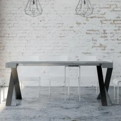 Viadurini Living Ausziehbarer Konsolentisch-Moderne Konsole, ausziehbar auf 300 cm, mit anthrazitfarbenem Rahmen, hergestellt in Italien – Avventura