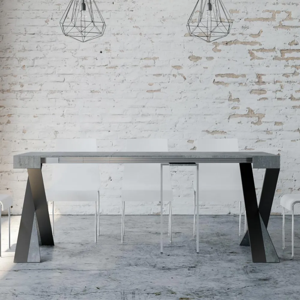 Viadurini Living Ausziehbarer Konsolentisch-Moderne Konsole, ausziehbar auf 300 cm, mit anthrazitfarbenem Rahmen, hergestellt in Italien – Avventura