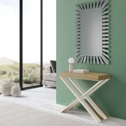 Viadurini Living Ausziehbarer Konsolentisch-Moderne Konsole, ausziehbar auf 300 cm, mit weißem Rahmen, hergestellt in Italien – Spiegel