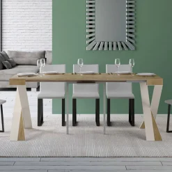 Viadurini Living Ausziehbarer Konsolentisch-Moderne Konsole, ausziehbar auf 300 cm, mit weißem Rahmen, hergestellt in Italien – Spiegel