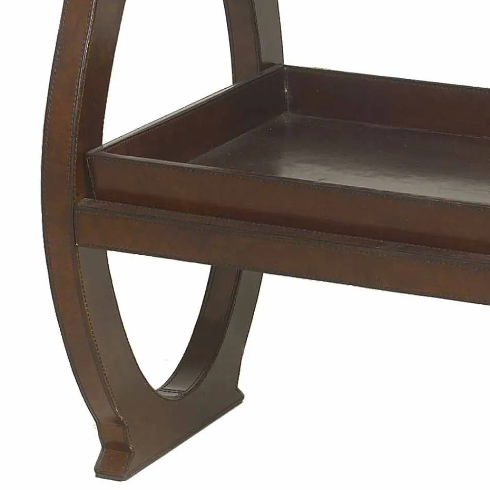 Viadurini Living Konsolentisch Flur-Moderne Konsole mit Walter Tablett, mit braunem Leder bezogen