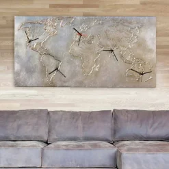 Viadurini Decor Wanduhren-Moderne Leinwand Wanduhr Welt  Made in Italy Miles