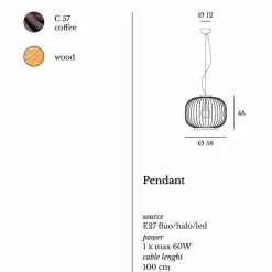 Viadurini Lighting Designer Pendelleuchten-Moderne Pendelleuchte aus Stahl 58xH48x L.cavo100 cm Jana