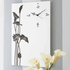 Viadurini Time Design Wanduhren-Moderne rechteckige Wanduhr in weiß verziertem Design Holz - Croco