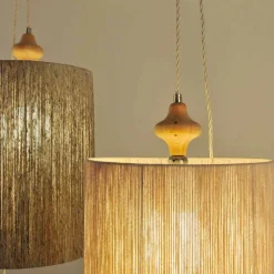 Viadurini by Sideform Moderne Stehlampen|Moderne Pendelleuchten-Moderne Stehlampe/Hängelampe aus Holz und 100% Wolle Bois