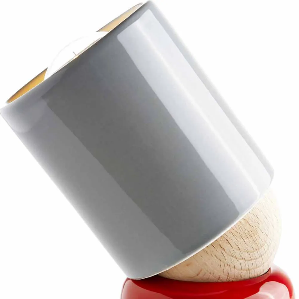 Viadurini Lighting Moderne Tischlampen-Moderne Tischlampe aus Keramik und Buchenholz hergestellt in Italien, Asien