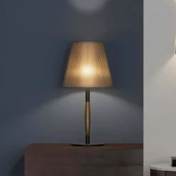 Viadurini Lighting Moderne Tischlampen-Moderne Tischlampe aus Metall, Holz und Organza Made in Italy - Boom