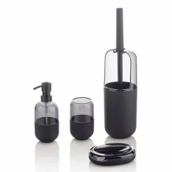 Viadurini Bathroom Badzubehör-Moderne Zusammensetzung von Badzubehör aus Kunststoff und schwarzem Gummi - Noto