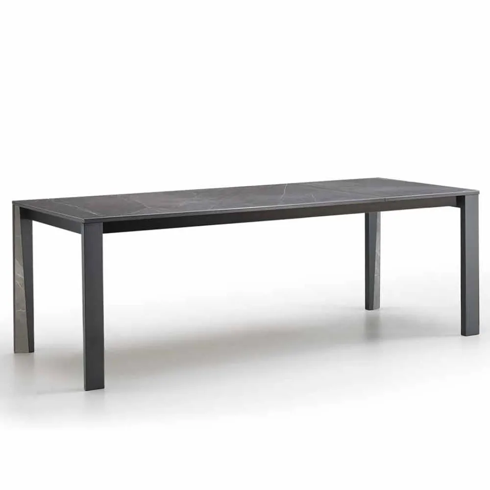 Viadurini Living Ausziehbare Esstische-Moderner ausziehbar Tisch aus Steingut und Buchenholz made in Italy Duccio