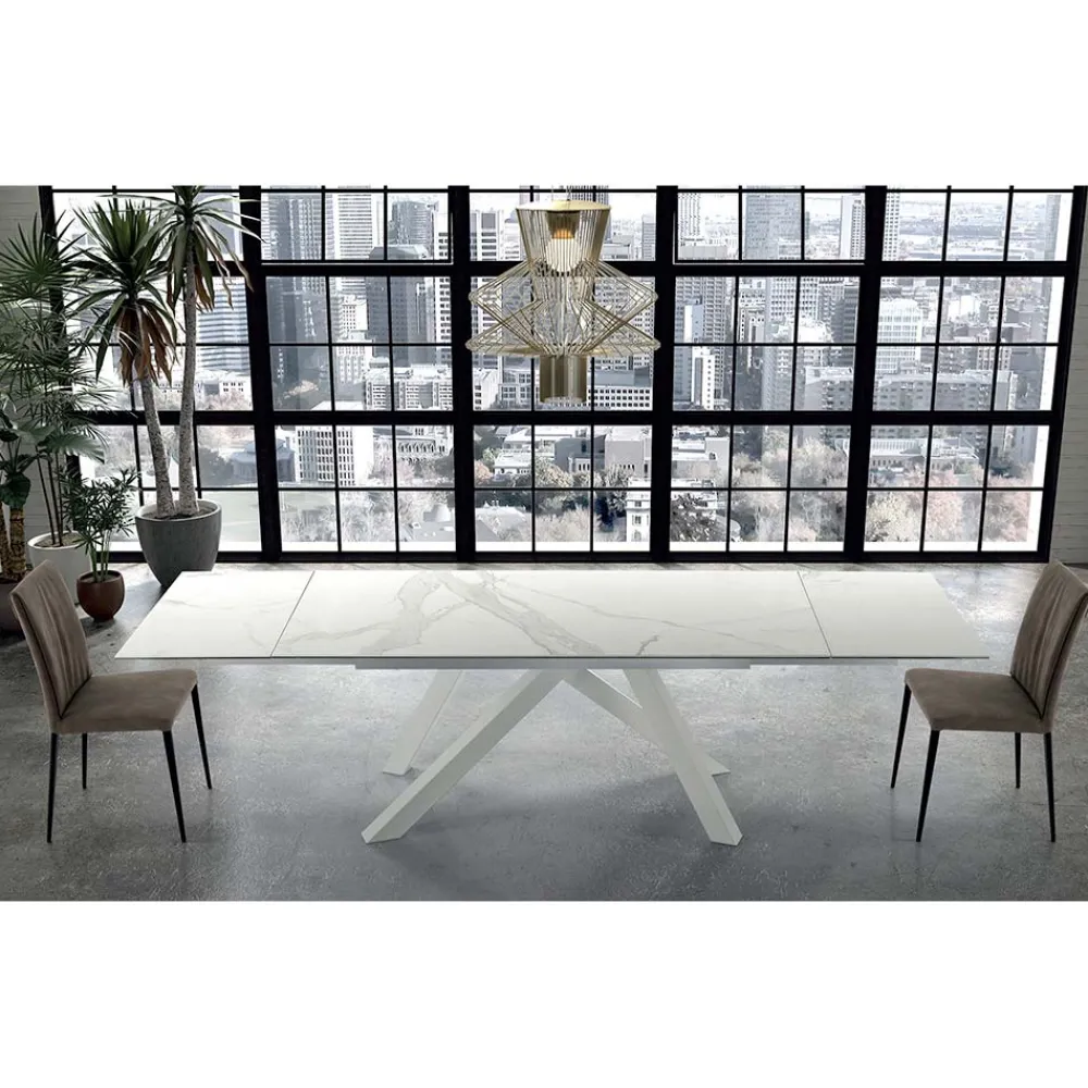 Viadurini Living Ausziehbare Esstische-Moderner ausziehbarer Tisch bis 278 cm aus Keramik, hergestellt in Italien – Settimmio