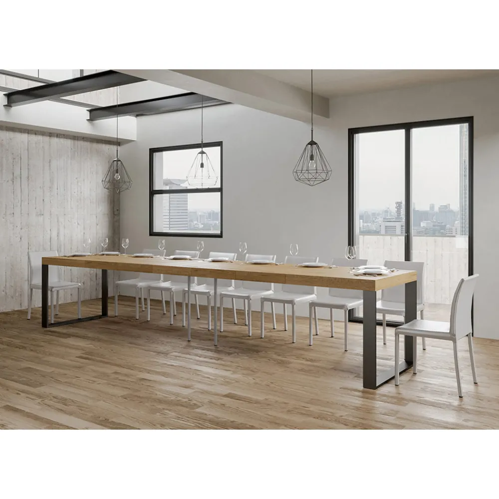 Viadurini Living Ausziehbare Esstische-Moderner ausziehbarer Tisch aus Melaminholz, hergestellt in Italien – Badesi