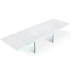 Viadurini Living Ausziehbare Esstische-Moderner ausziehbarer Tisch auf 300 cm aus Laminat und Glas, hergestellt in Italien – Tear