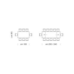 Viadurini Living Ausziehbare Esstische-Moderner ausziehbarer Tisch auf 300 cm aus Laminat und Glas, hergestellt in Italien – Tear