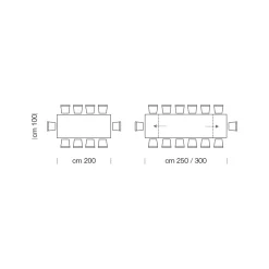 Viadurini Living Ausziehbare Esstische-Moderner ausziehbarer Tisch auf 300 cm aus Laminat und Glas, hergestellt in Italien – Tear